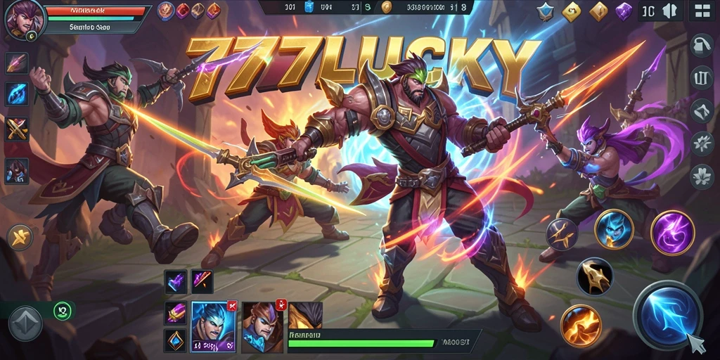 Tangkapan layar pertarungan seru di dalam game MOBA 777LUCKY.