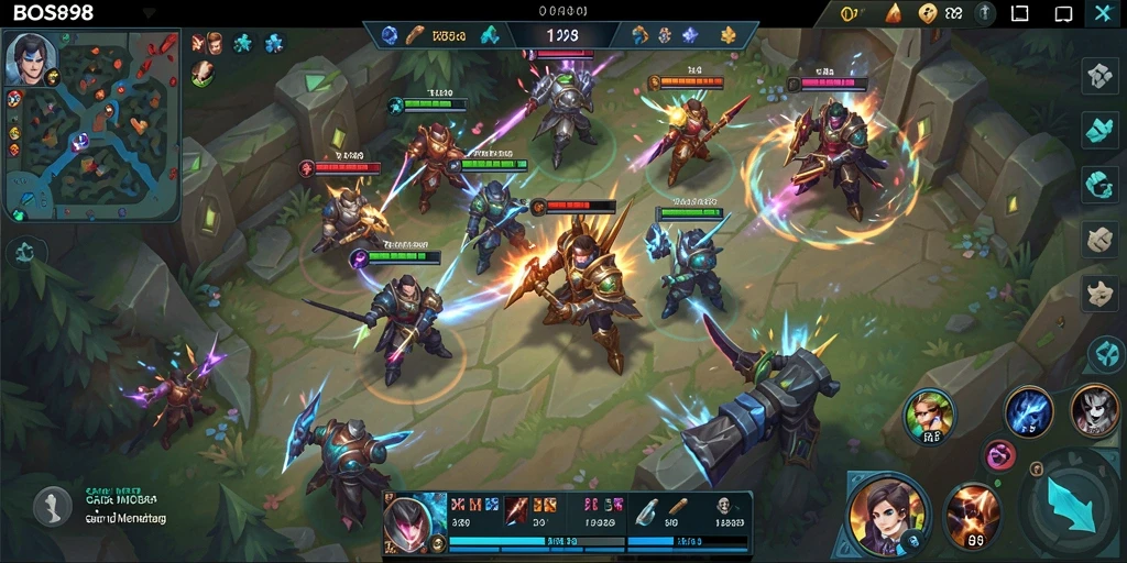 Tampilan gameplay seru di dalam BOS898 dengan aksi MOBA yang mendebarkan.