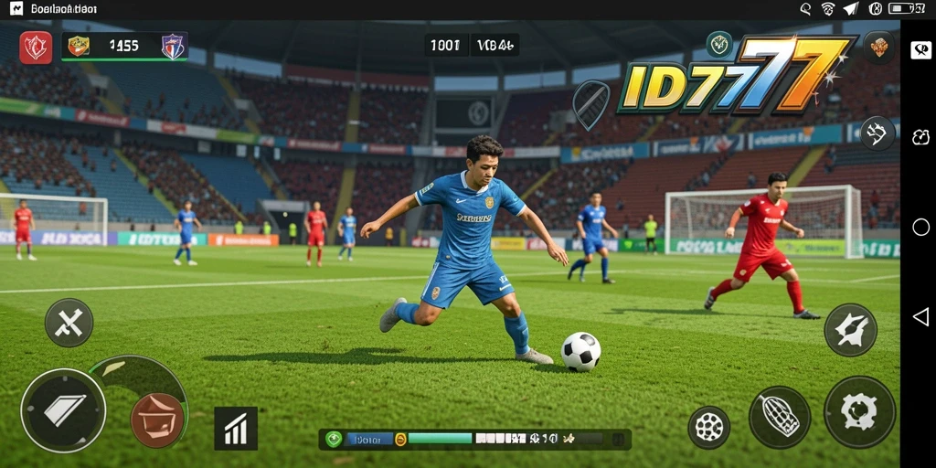 Tampilan gameplay menarik dalam ID777 dengan aksi sepak bola yang seru.