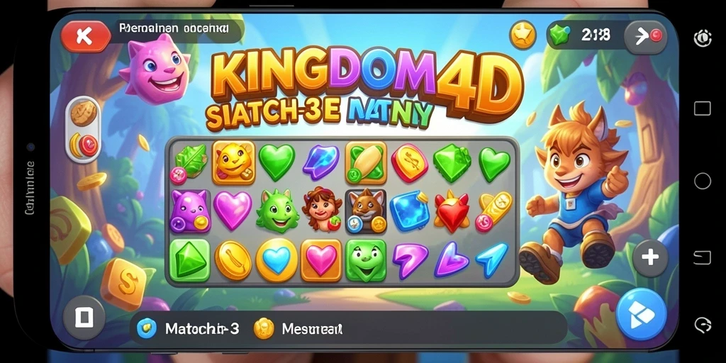 Tangkapan layar KINGDOM4D menunjukkan gameplay Match-3 yang mengasyikkan.