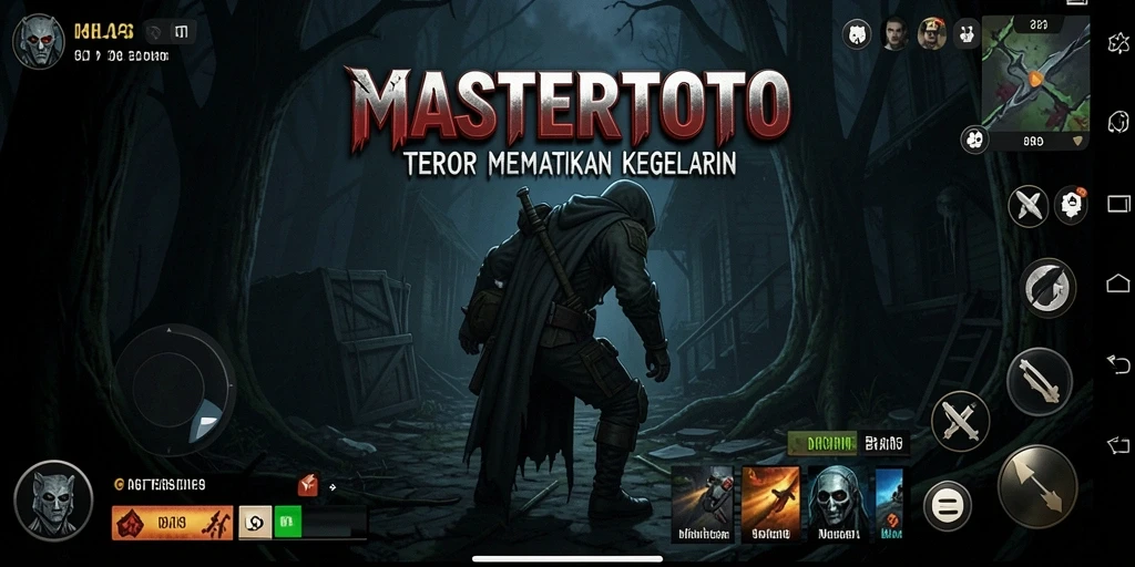 Screenshot gameplay MASTERTOTO menunjukkan suasana kegelapan yang sangat mencekam.