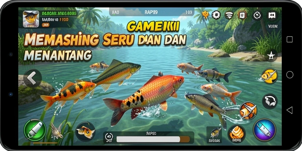 Tampilan gameplay RPG89 yang seru saat menangkap ikan.