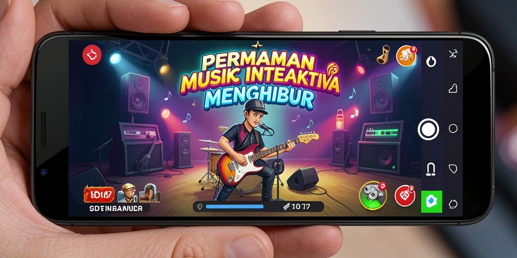 Screenshot gameplay SD107 menampilkan aksi seru dan interaksi pemain dengan musik.