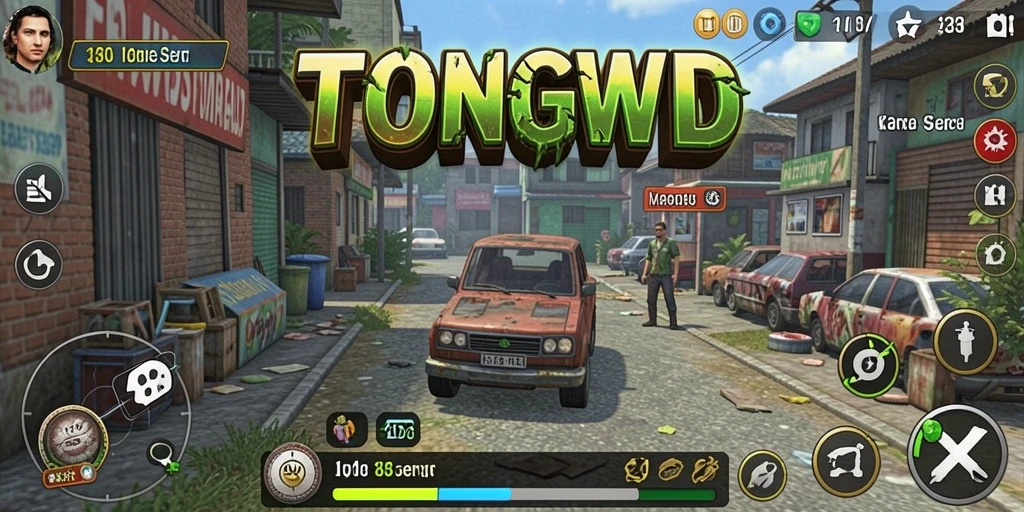 Tampilan gameplay TONGWD yang menampilkan interaksi dan peningkatan otomatis karakter.
