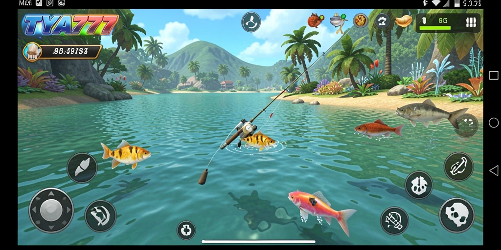 Gameplay TYA777 yang menarik dengan aksi memancing seru.